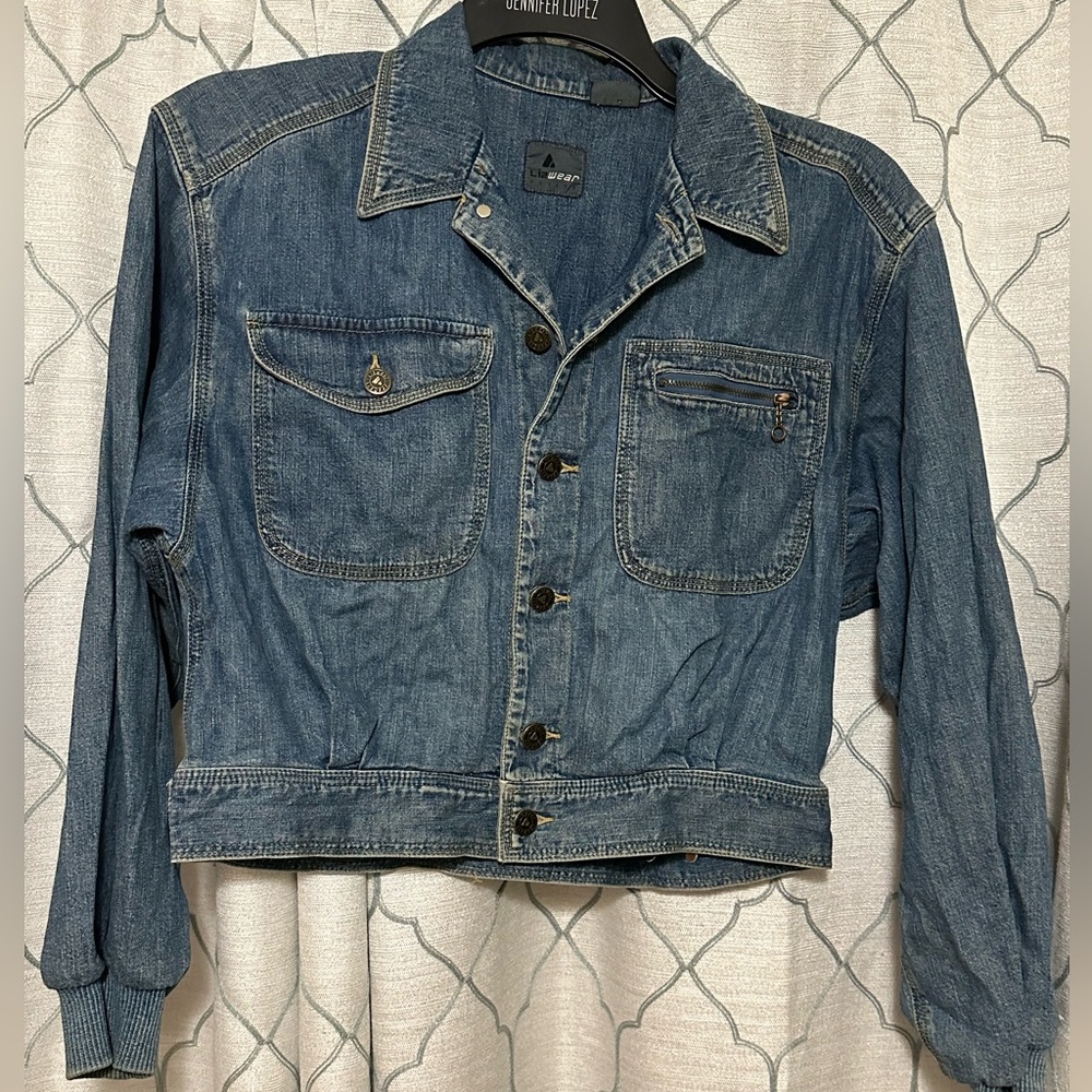 Vintage Liz Wear Blue Button Pockets  Denim Women’s Jean Jacket Size Small